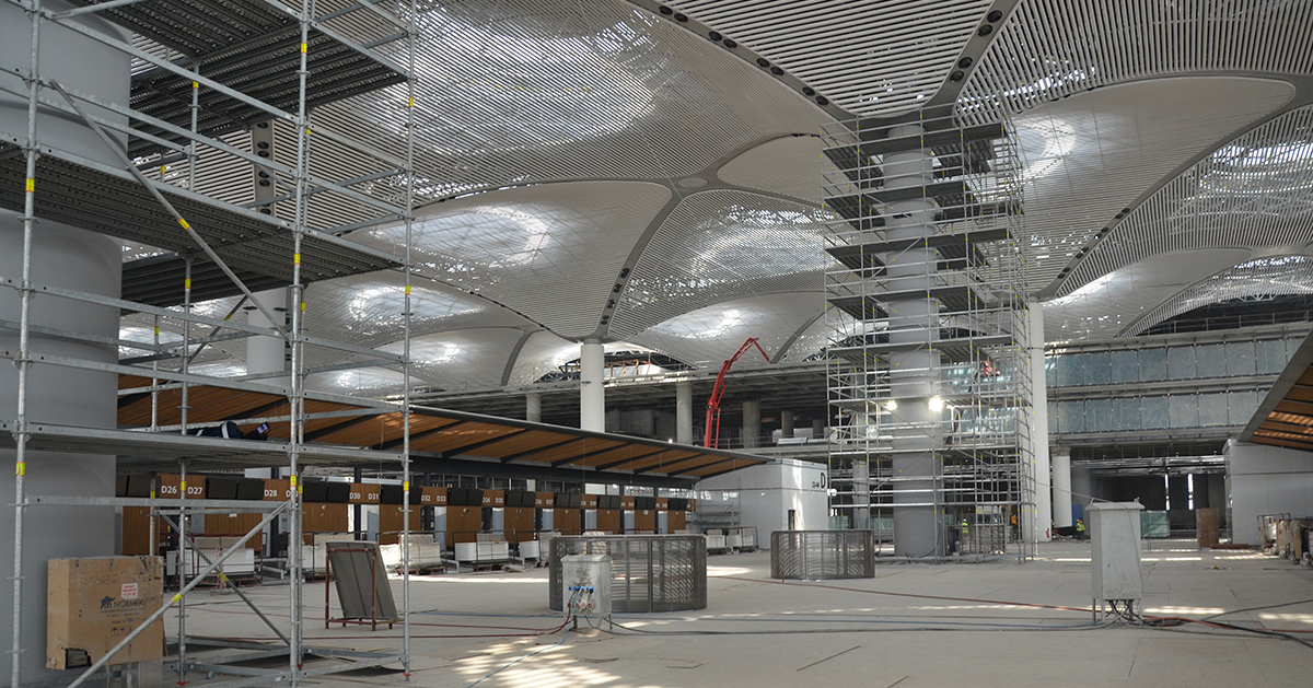 İstanbul Grand Airport Terminal Ana Bina Çatı Altı Asma Tavan İmalat ve Montaj İşleri