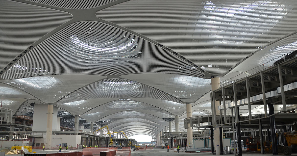 İstanbul Grand Airport Terminal Ana Bina Çatı Altı Asma Tavan İmalat ve Montaj İşleri